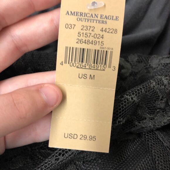 NWT American Eagle Olive Green Lace Crop Top - Picture 4 of 4